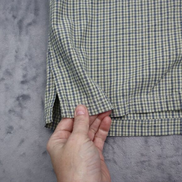 Timberland Shirt Mens Large Blue Tan Outdoor Workwear Weathergear Button Up - Picture 9 of 14